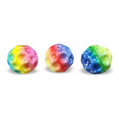 Multicolores Extremo Pu espuma de bolas de rebote alto Arco iris Luna de la pelota espacial para niños Juego