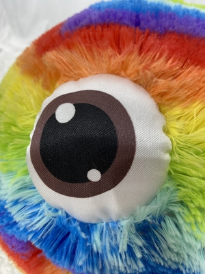 OEM ODM Aceptado Niños Smiley Happy Face Bola de pelo inflable con ojos en 3D Arco iris Rango de edad 5-7 años
