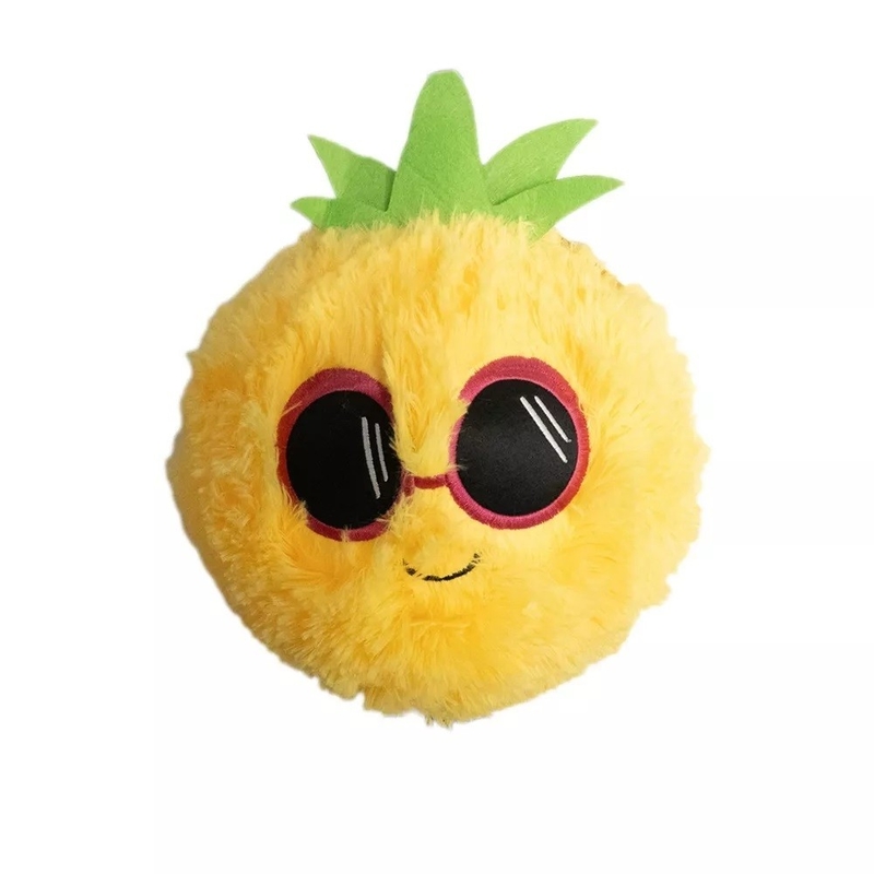 Animales de peluche de piña amarilla de 10 pulgadas con pelo exterior de poliéster y pelo interior de PVC